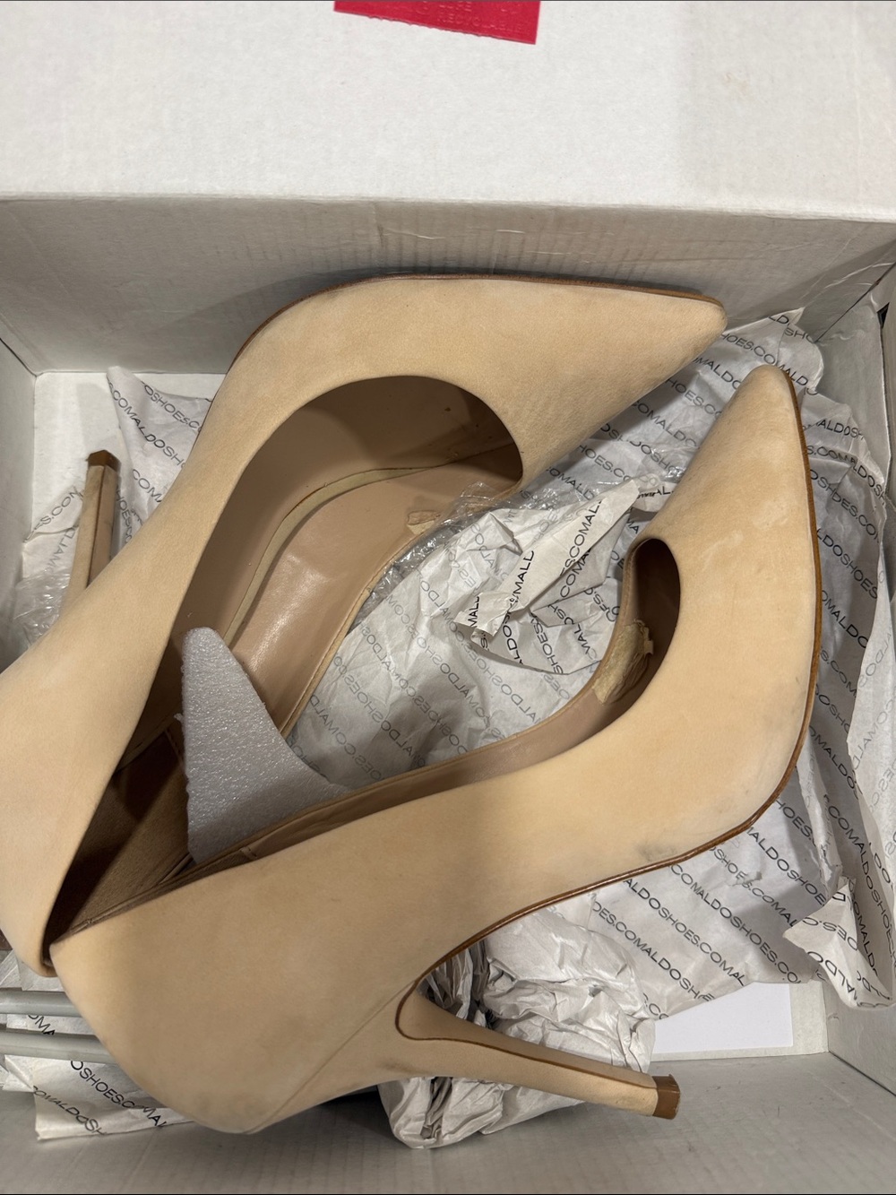 Aldo Beige Suede Pointed Toe Stiletto Heels pumps sz 8.5